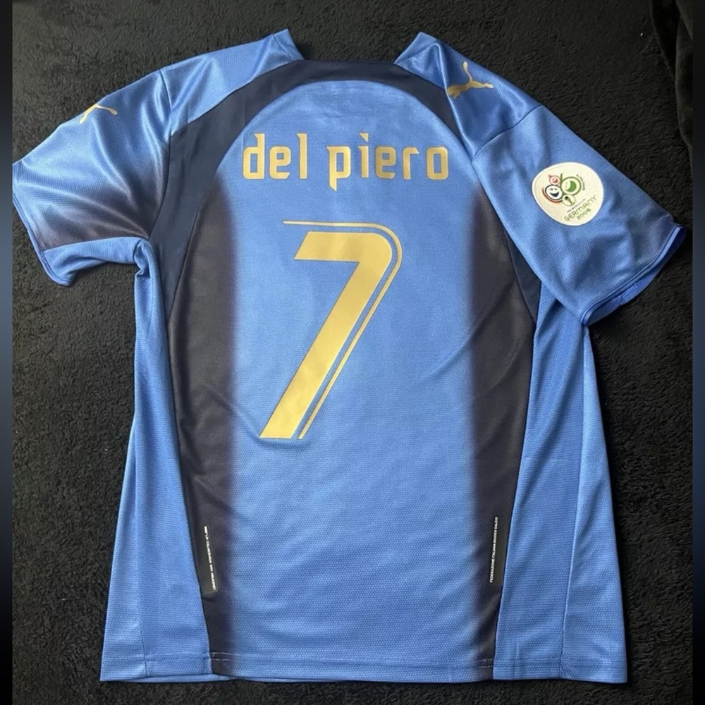Del Piero #7 Italy 2006 S-XL Retro Soccer Jersey Home Blue World Cup